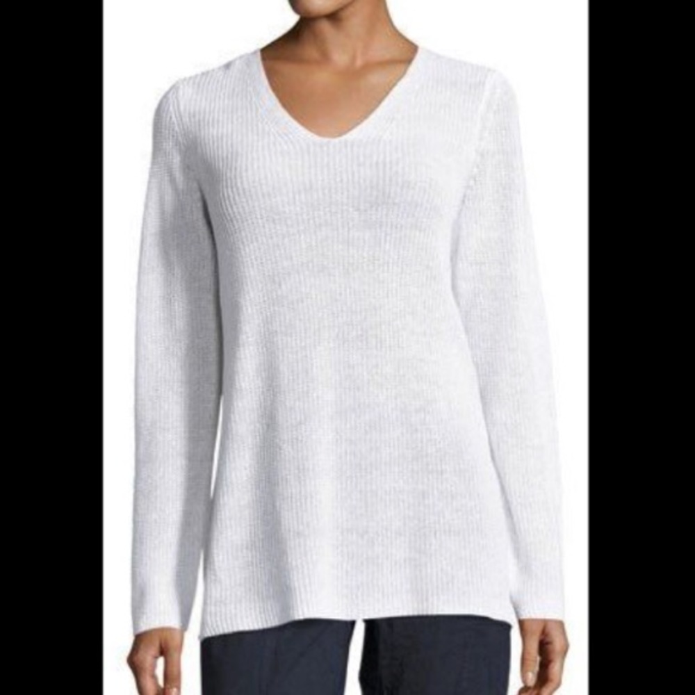 Eileen Fisher White Long Sleeves Knit